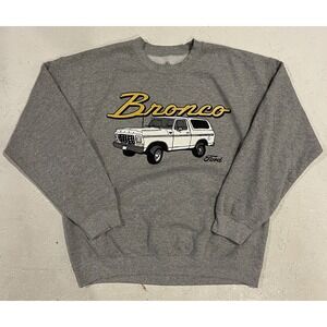 Ford Bronco Gray Double‎ Sided Long Sleeve Crewneck Sweatshirt Adult Size Large